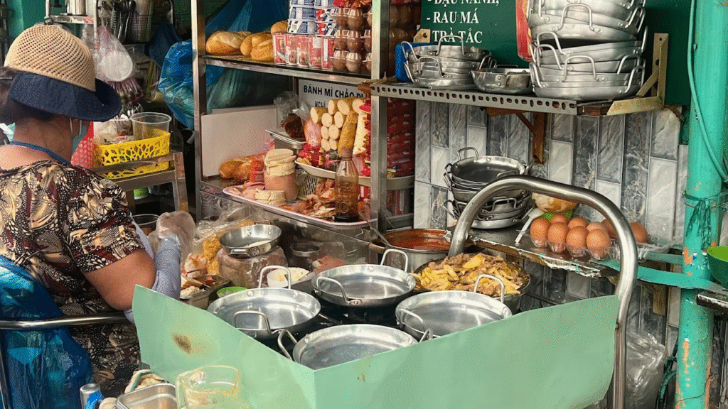 Open kitchen at Banh Mi Hoa Ma